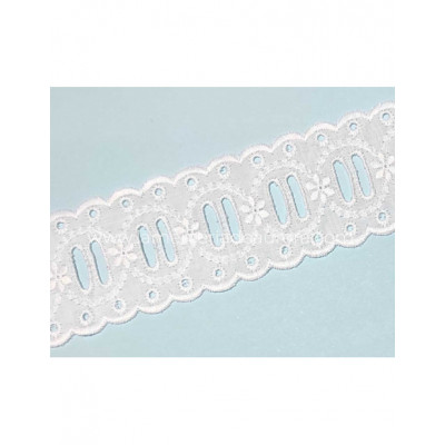 Entredós con pasacintas batista bordada (5 cm) Helena
