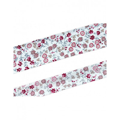 Bies fantasía estampado Flores granate, rosa y camel