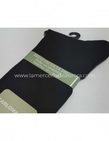 Calcetín caballero liso hilo Escocia 122 de Carlomagno - NEGRO