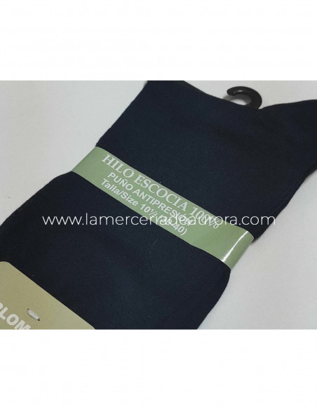 Calcetín caballero liso hilo Escocia 122 de Carlomagno - AZUL MARINO