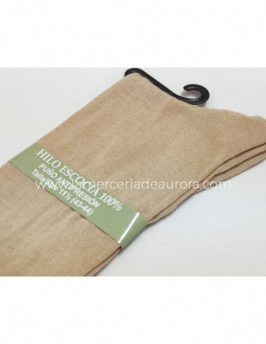 Calcetín caballero liso hilo Escocia 122 de Carlomagno - BEIGE