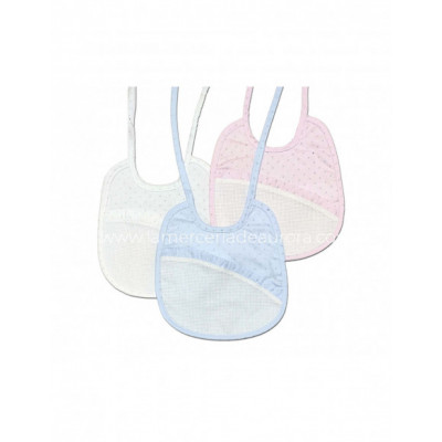 Babero lencero para bordar con topitos plata de Marbet -...