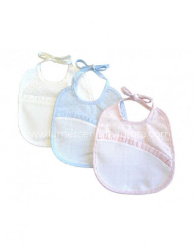 Babero lencero para bordar con topitos plata de...