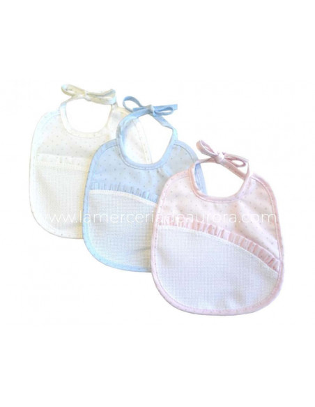 Babero lencero para bordar con topitos plata de Marbet - varios colores