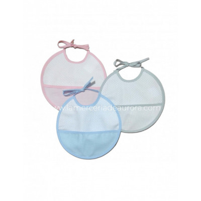 Babero redondo piqué Topitos para bordar de Lecco -...