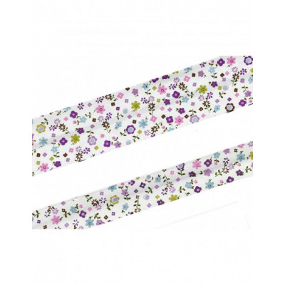 Bies fantasía estampado Flores moradas y rosas