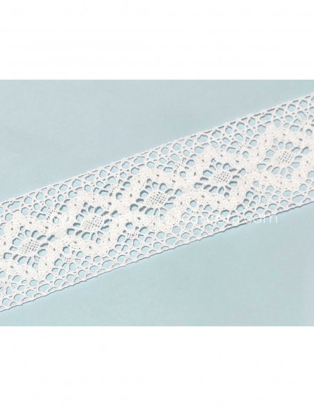 Entredós encaje perlé blanco (ancho 5,5cm) Barroco