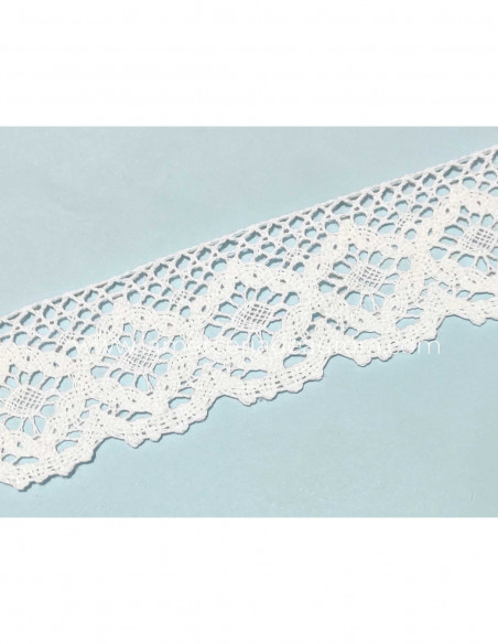 Encaje perlé blanco (ancho 6cm) Barroco