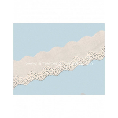 Puntilla batista bordada blanca (ancha 5cm) Giulia