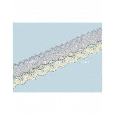 Encaje nylon doble marfil y celeste (ancho 2,5cms) Venus