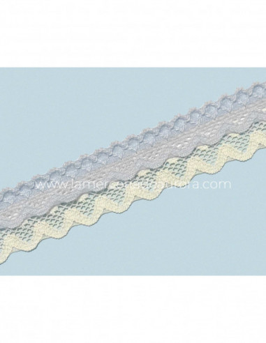 Encaje nylon doble marfil y celeste (ancho 2,5cms) Venus