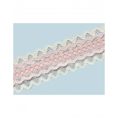 Entredós encaje nylon doble marfil y rosa (ancho 4,5cms)...