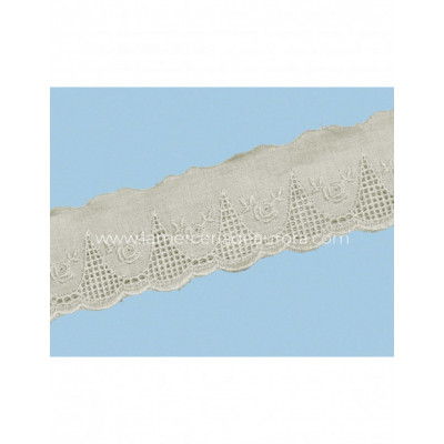 Puntilla de batista bordada crudo (ancho 4,5cm) Raizel