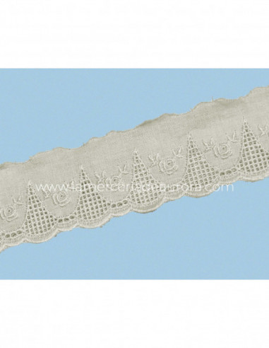 Puntilla de batista bordada crudo (ancho 4,5cm) Raizel
