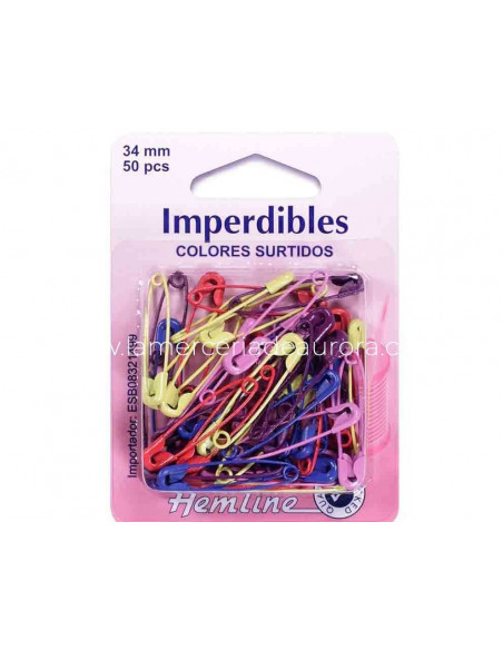 Imperdibles de colores 34mm (50 uds) de Hemline