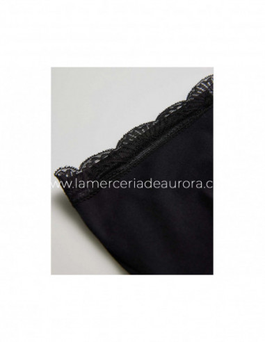 Bragas maxi algodón y encaje 19684 de YSABEL MORA - NEGRO