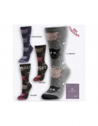 Calcetín modal fantasía mujer "Gatos" de Rodfer...