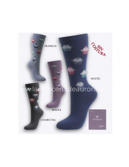 Calcetín modal fantasía mujer Cupcakes de Rodfer - varios colores