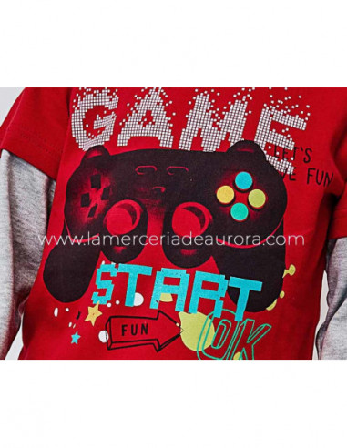 Pijama infantil algodón interlock Game start de...