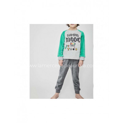 Pijama infantil tundosado Gaming mode green de Tobogán