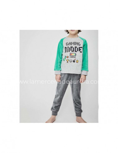 Pijama infantil tundosado Gaming mode green de Tobogán