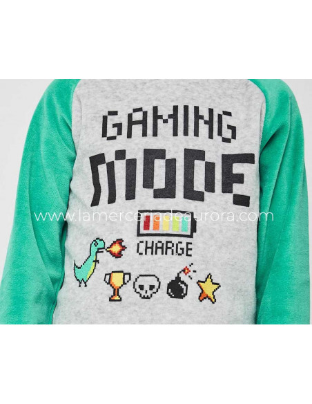 Pijama infantil tundosado Gaming mode green de Tobogán