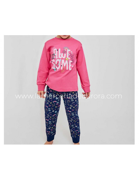 Pijama infantil algodón interlock Awe some de Tobogán