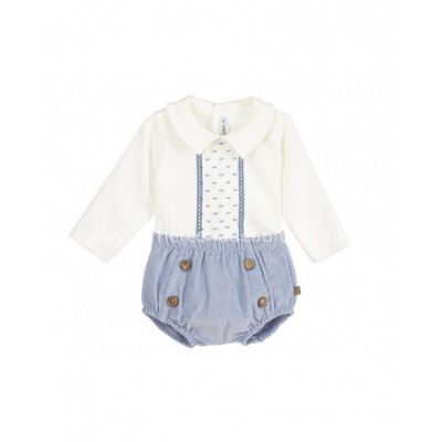Conjunto bebé jubón+pololo Elvas azul de Calamaro