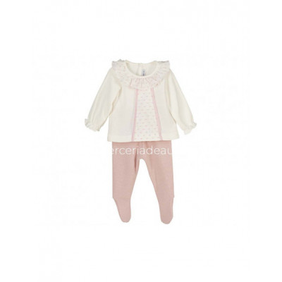 Conjunto bebé jubón+polaina Elvas nude de Calamaro