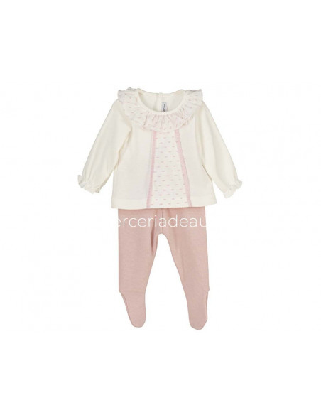 Conjunto bebé jubón+polaina Elvas nude de Calamaro