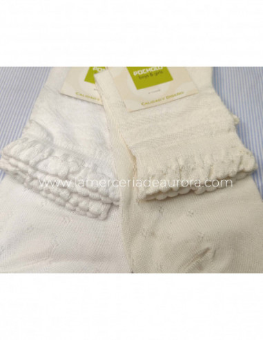 Calcetín ceremonia niña 1371 de Pocholo - BLANCO y CRUDO