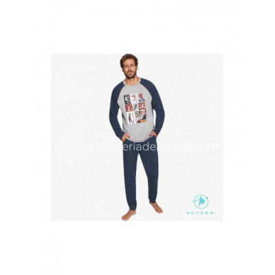Pijama largo interlock hombre 330025 de Muydemi