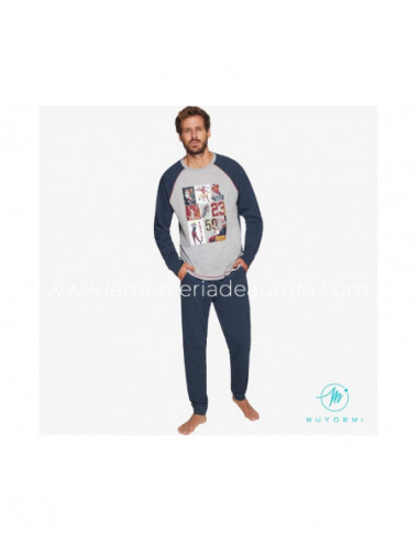 Pijama largo interlock hombre 330025 de Muydemi