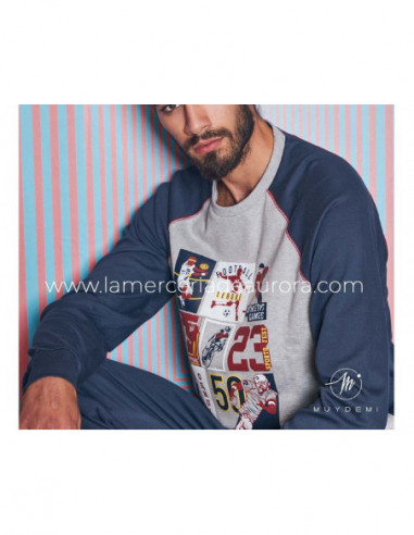 Pijama largo interlock hombre 330025 de Muydemi