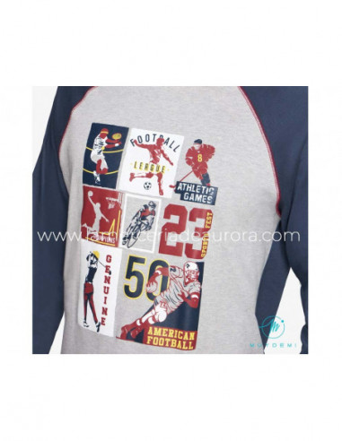 Pijama largo interlock hombre 330025 de Muydemi