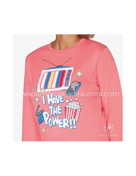Pijama largo interlock mujer I have the power! de Muydemi