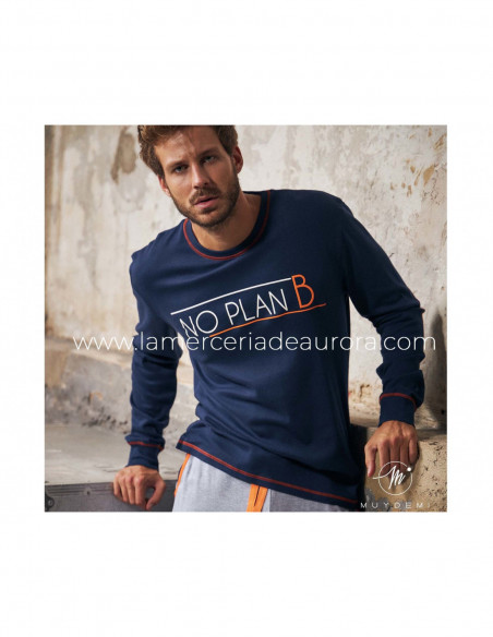 Pijama largo interlock hombre No plan B de Muydemi
