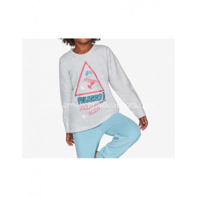 Pijama largo polar chica ¡Peligro! piezas en el suelo de... 2