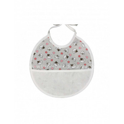 Babero redondo para bordar Miau de Ti-tin