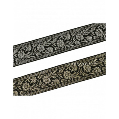 Tapacosturas tejido floral metalizado (ancho 5cm) de...