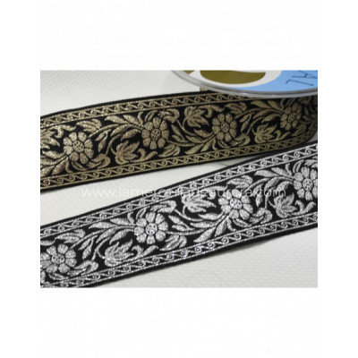 Tapacosturas tejido floral metalizado (ancho 5cm) de... 2