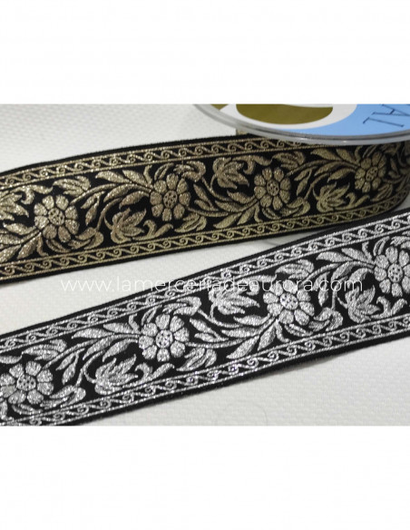 Tapacosturas tejido floral metalizado (ancho 5cm) de Spiral - varios colores