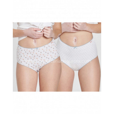 Braga alta mujer algodón Libélulas y floral blanco (pack...