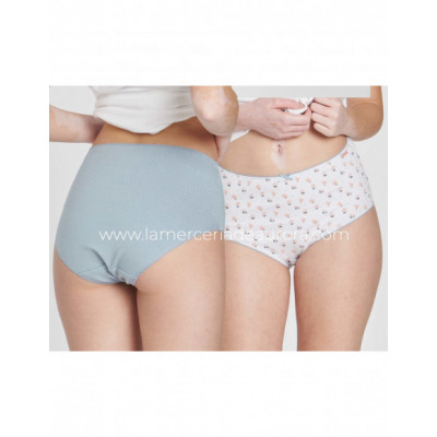 Braga alta mujer algodón Floral blanco y topos (pack 2...