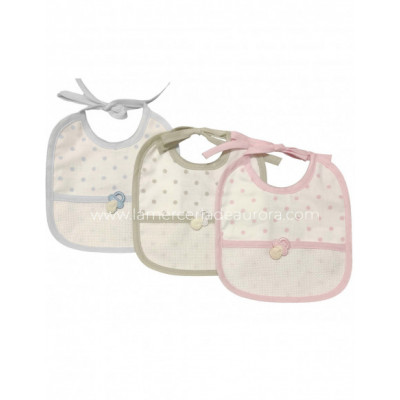 Babero bebé Topos y chupete de Bimbi Amo - varios colores