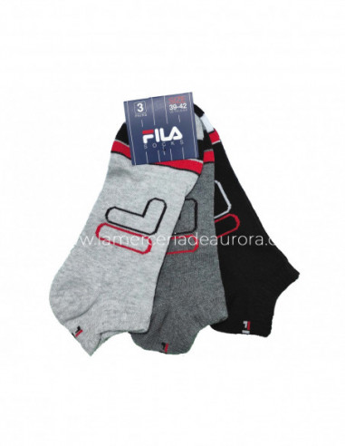 Calcetines deporte invisibles Black/grey (pack 3 pares) F1964 de Fila