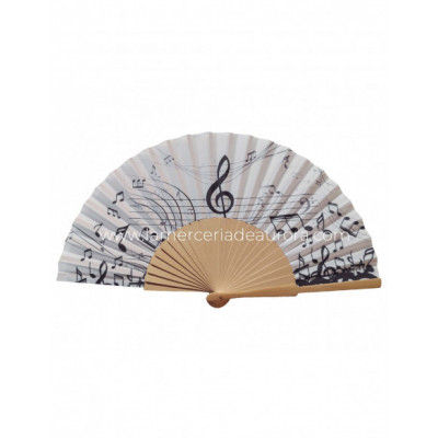 Abanico madera peral Musica marfil