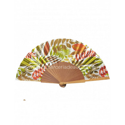 Abanico madera peral Hojas fondo blanco