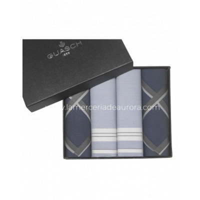 Estuche pañuelos caballero Titanium Azul (4 uds) de Guasch