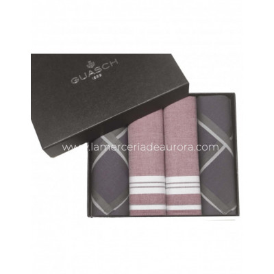 Estuche pañuelos caballero Titanium Vino (4 uds) de Guasch